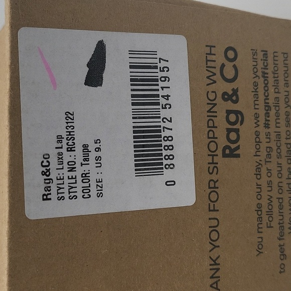 1414- Rag & Co Handcrafted Luxe Lap Taupe Color Size 9.5 NWT - Picture 10 of 10